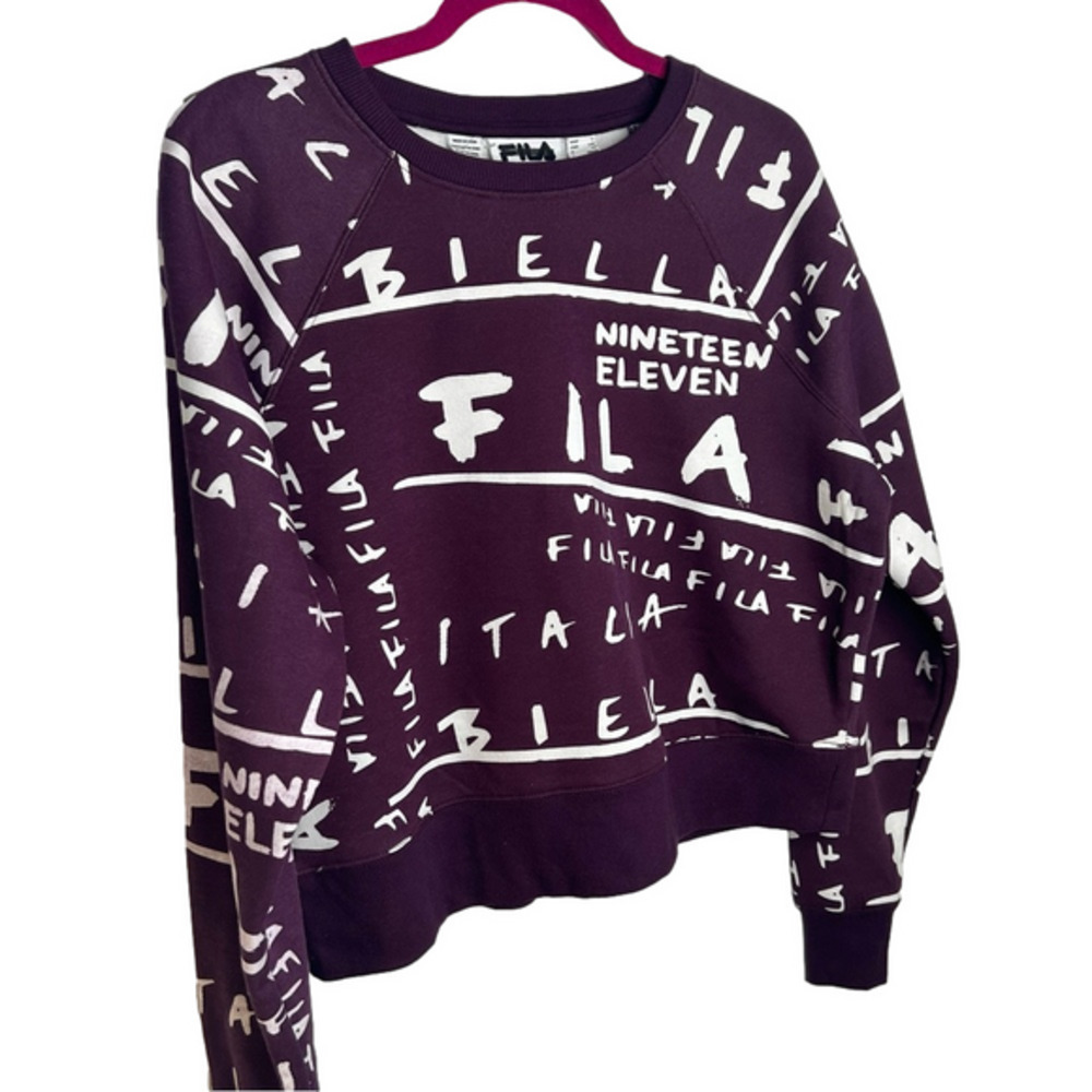 Purple FILA Crew Neck Long Sleeve Sweatshirt